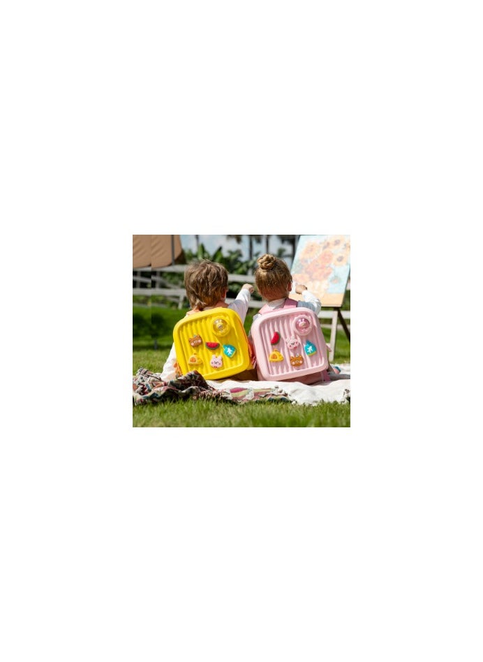 Picocici K33 Pink Sling Backpack for Kids – Stylish, Lightweight, Easy to Clean, with Attractive Design & Removable Cute Cartoon Tags, Perfect for Outdoor Picnics and Travelling