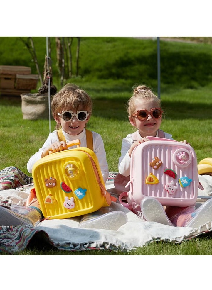 Picocici K33 Yellow Sling Backpack for Kids – Stylish, Lightweight, Easy to Clean, with Attractive Design & Removable Cute Cartoon Tags, Perfect for Outdoor Picnics and Travelling