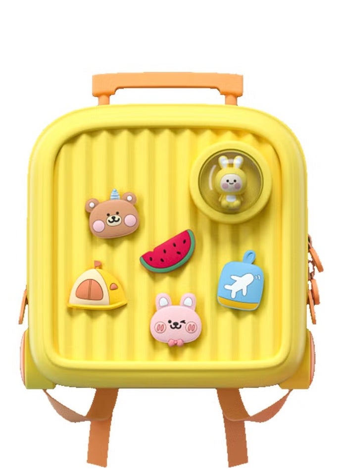 Picocici K33 Yellow Sling Backpack for Kids – Stylish, Lightweight, Easy to Clean, with Attractive Design & Removable Cute Cartoon Tags, Perfect for Outdoor Picnics and Travelling