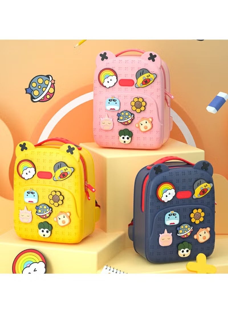 Picocici K16 Yellow Sling Backpack for Kids – Stylish, Lightweight, Easy to Clean, with Removable Cute Cartoon Tags, Perfect for Outdoor Picnics and Travelling