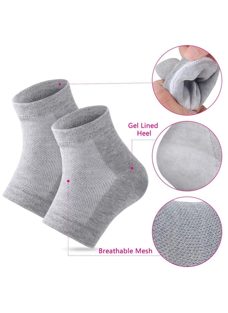 3 Pairs of Toeless Moisturizing Gel Heel Socks - Repair Dry, Cracked Feet - Open Toe Socks for Women