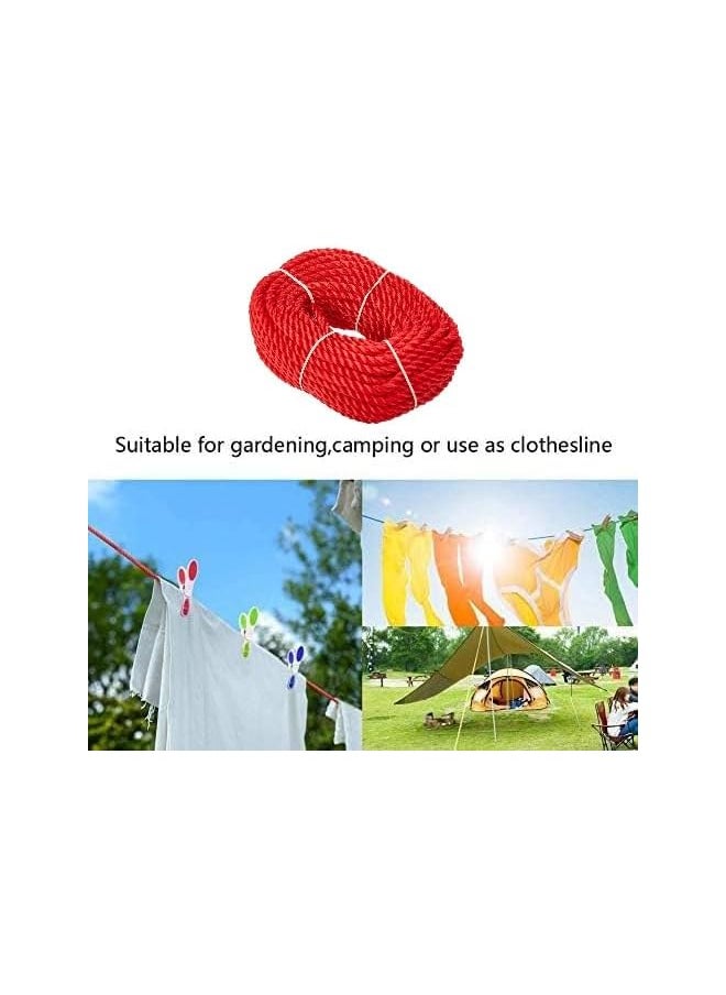 The Bros Polyester Nylon Rope - 30 Yards Durable, Strong, and Versatile Braided Twisted Twine Cord – Ideal for Camping, Boating, Construction, Gardening, DIY, and More - Colour May Vary (3MM)