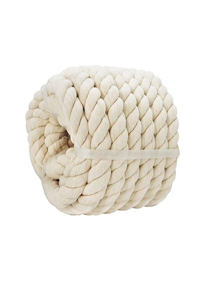 The Bros White Cotton Rope 1.25 inch × 25 feet Twisted Thick Rope for Swing, Hanging, Crafts, Nautical, Tug of War…