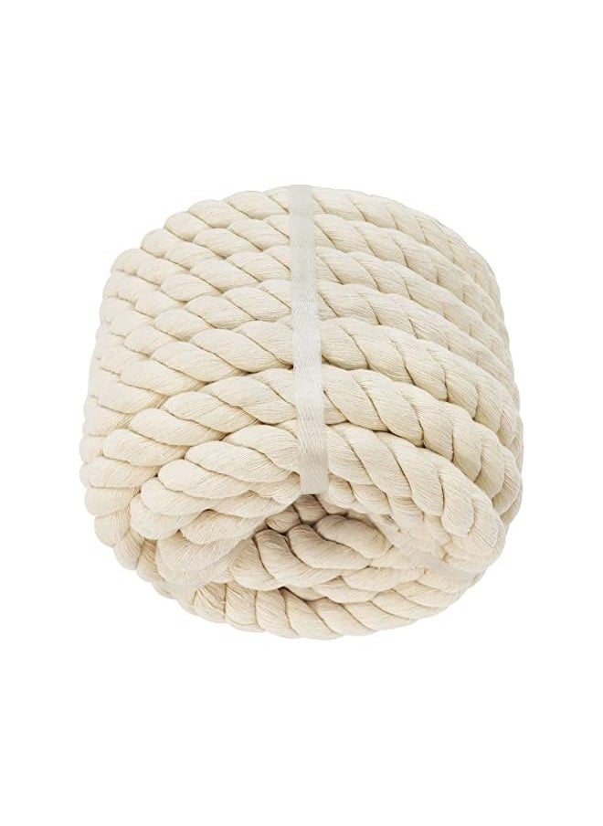 The Bros White Cotton Rope 1.25 inch × 25 feet Twisted Thick Rope for Swing, Hanging, Crafts, Nautical, Tug of War…