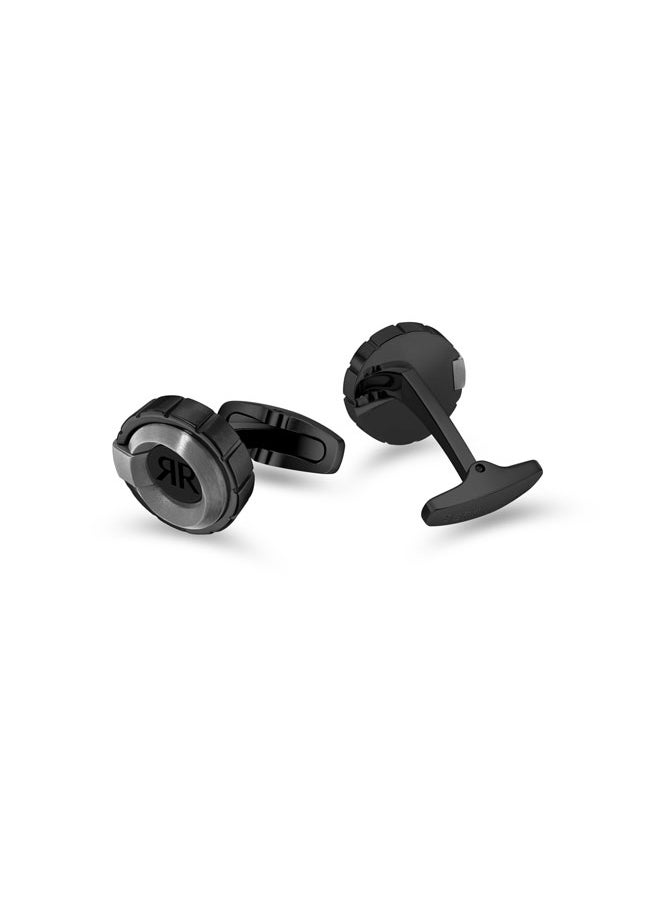 Rocco Black Stainless Steel Cufflink for Men