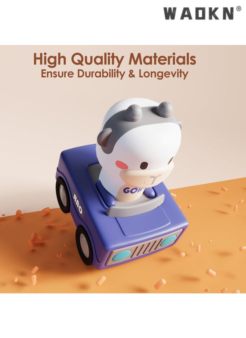 2024 New Baby Animal Racing Car Toys for Toddlers 1-3, Push-Pull Educational Cars Designed for Infants, Suitable for Babies 6-12 Months, Friction Powered Car Sets（4 Pack）