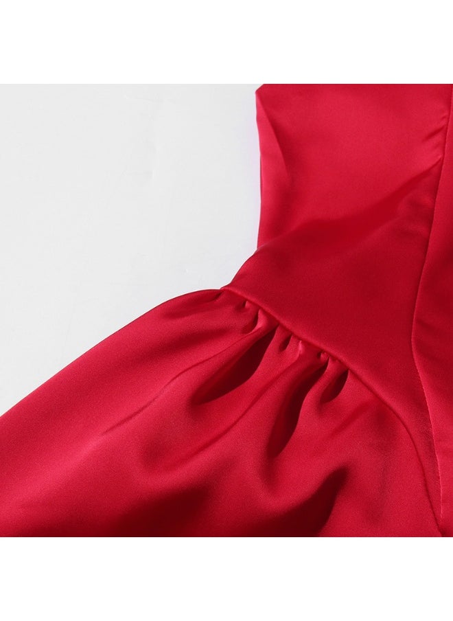 Sleeveless High Waist Floral Appliqué Mini Dress - Solid Color French Vintage Style for Women