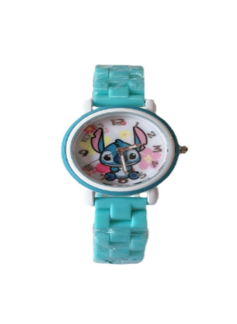 Stitch Children's Cartoon Waterproof Student Watch Sky Blue