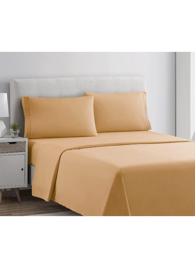 Clara Clark Twin XL Sheets Set, Deep Pocket Bed Sheets for Twin XL Size Bed - 3 Piece Twin XL Size Sheets, Extra Soft Bedding Sheets & Pillowcases, Apricot Orange Sheets Twin-XL