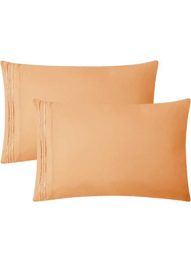 Clara Clark Twin XL Sheets Set, Deep Pocket Bed Sheets for Twin XL Size Bed - 3 Piece Twin XL Size Sheets, Extra Soft Bedding Sheets & Pillowcases, Apricot Orange Sheets Twin-XL