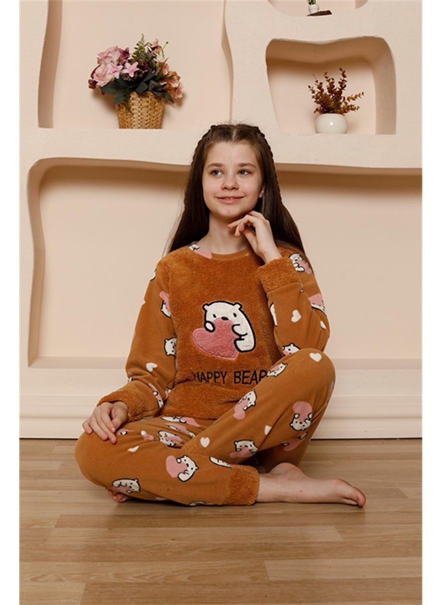 Girl's Welsoft Polar Milky Coffee Pajama Set 20523