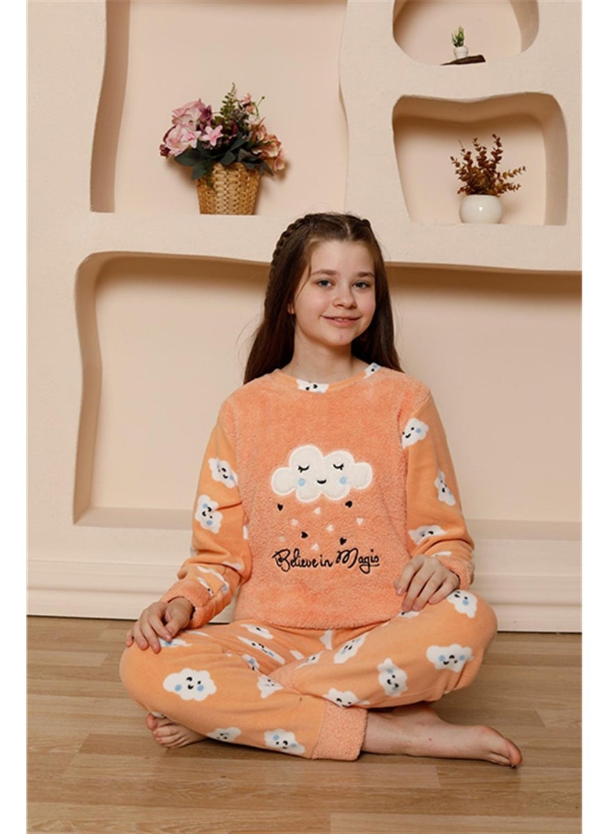Girl's Welsoft Polar Orange Pajama Set 20527
