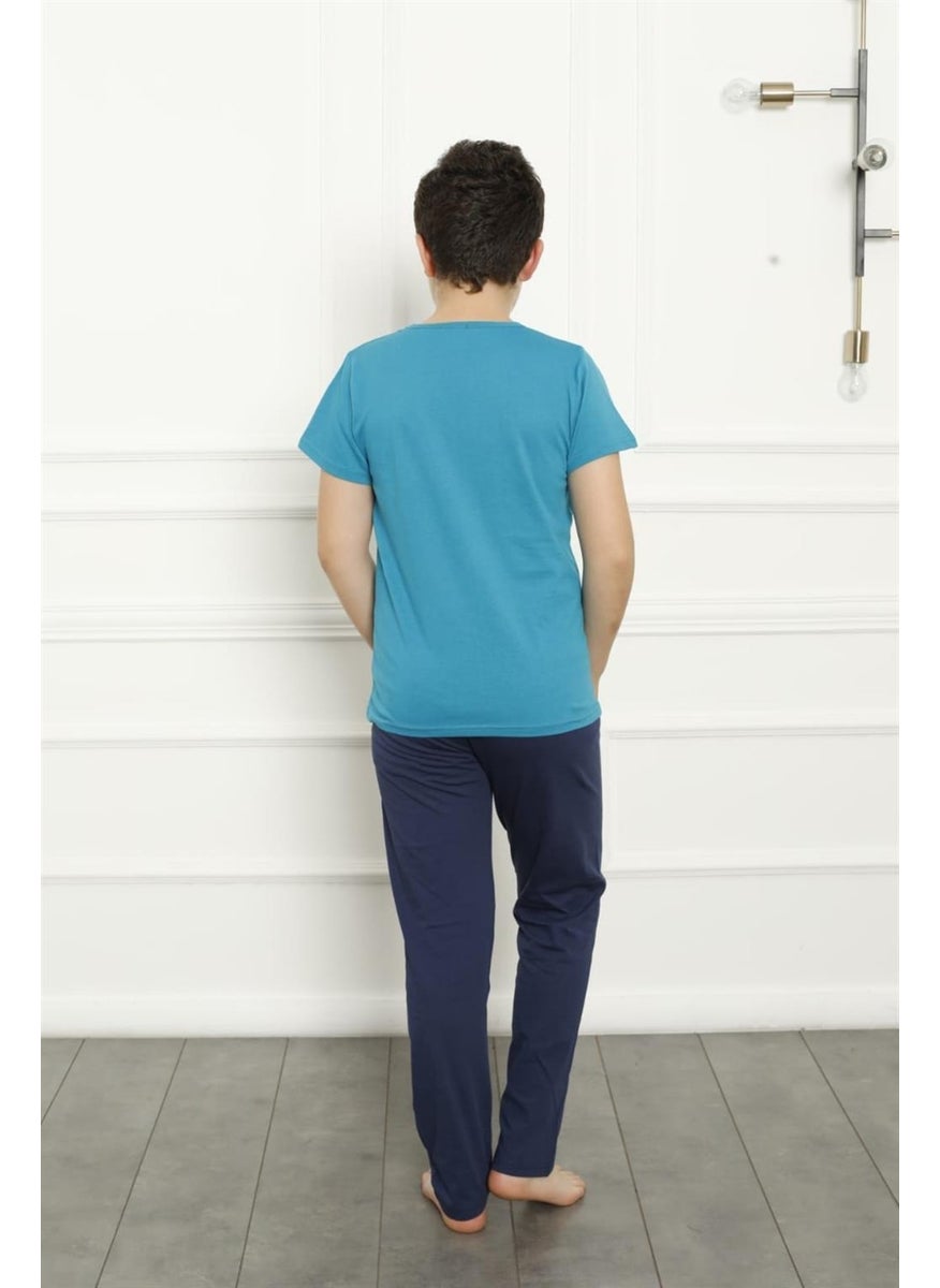 Boys Cotton Short Sleeved Pajamas Set 20379