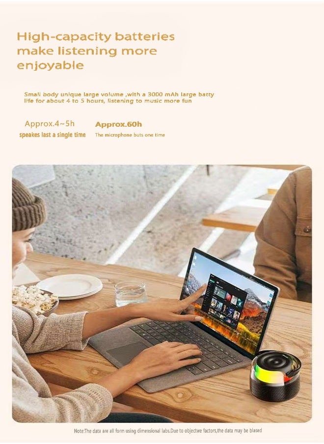 Mini Karaoke Machine, Portable Speaker Karaoke Machine with Wireless Microphone , Suitable for Kids and Adults, RGB Colourful Lighted Mini Bluetooth Speaker for Indoor and Outdoor Parties and Birthday Bluetooth Speaker