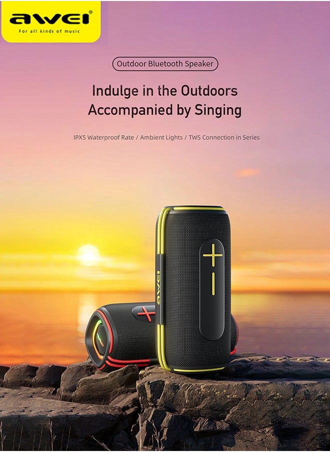 Portable Bluetooth Speaker, 360 degree surround sound, IPX5 waterproof, supports TWS tandem, 10W dual speakers, long 2400mAh battery life - Great for outdoor parties, camping, beach and home use - High-performance sound system, high value and good sound quality