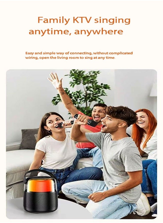 Mini Karaoke Machine, Portable Speaker, Karaoke with Wireless Microphone, For Kids and Adults, Mini Wireless Bluetooth Speaker with Lights for Indoor and Outdoor Parties and Presentation Parties Bluetooth Speaker