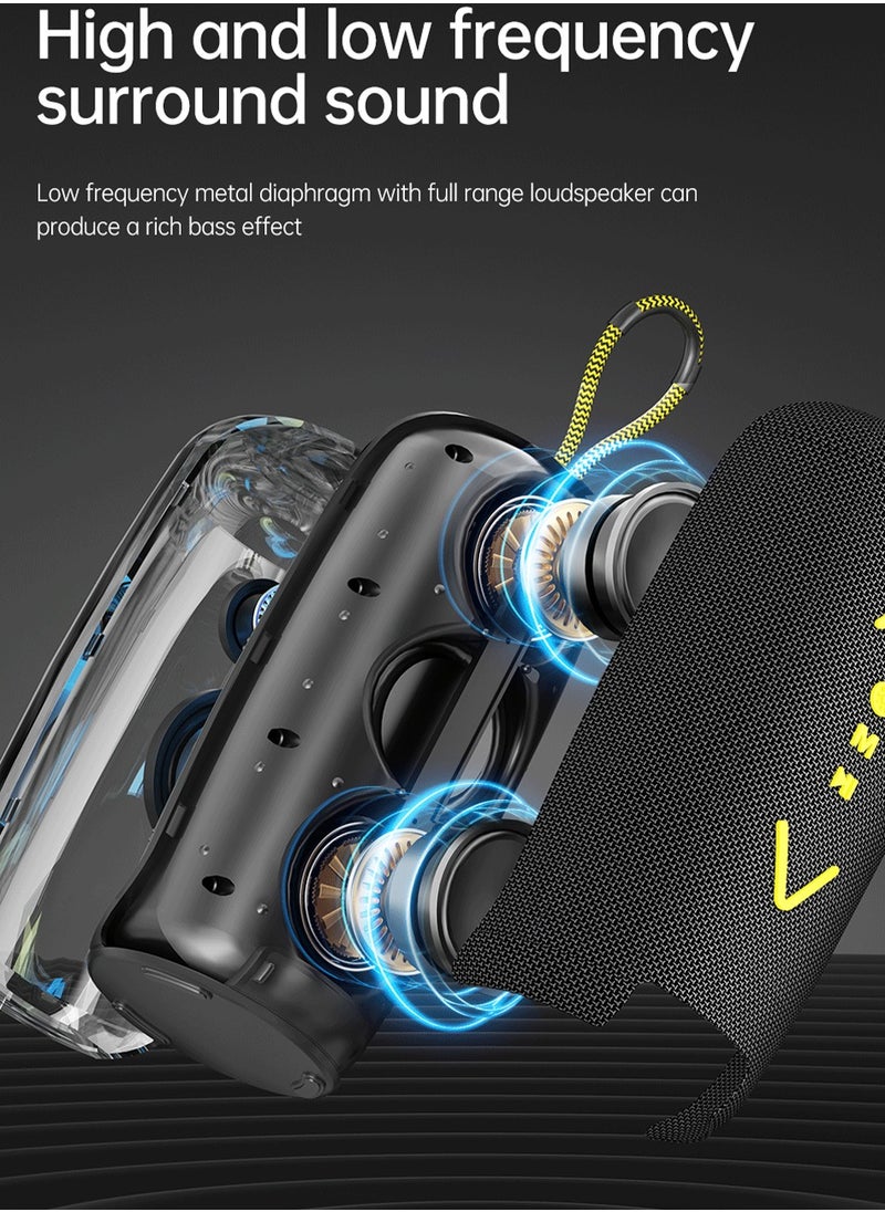 Bluetooth speaker, HD sound quality, clear sound quality, translucent body design, brilliant lighting, portable wireless, IPX6 waterproof, play time up to 20 hours, TWS pairing, BT5.3, suitable for home/party/outdoor/beach