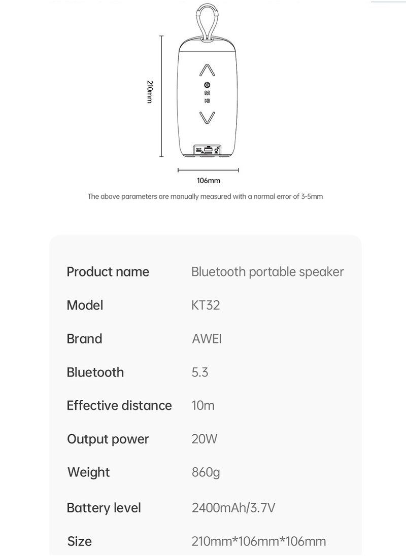 Bluetooth speaker, HD sound quality, clear sound quality, translucent body design, brilliant lighting, portable wireless, IPX6 waterproof, play time up to 20 hours, TWS pairing, BT5.3, suitable for home/party/outdoor/beach