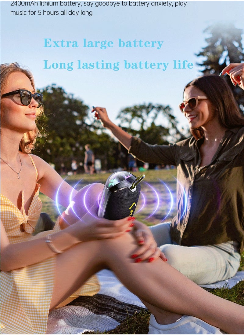 Bluetooth speaker, HD sound quality, clear sound quality, translucent body design, brilliant lighting, portable wireless, IPX6 waterproof, play time up to 20 hours, TWS pairing, BT5.3, suitable for home/party/outdoor/beach