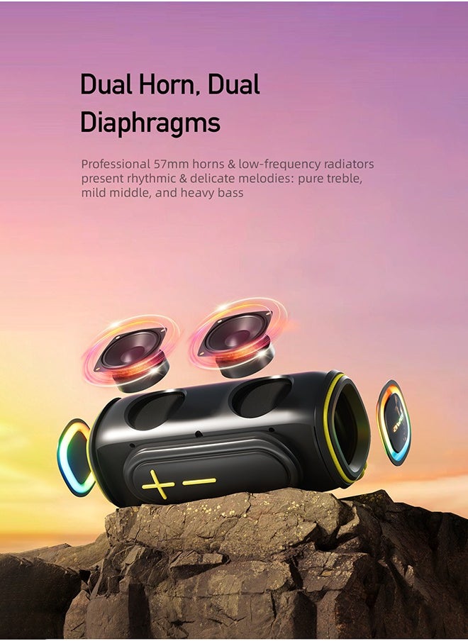 Portable Bluetooth Speaker, 360 degree surround sound, IPX5 waterproof, supports TWS tandem,20W dual speakers, long 2400mAh battery life - Great for outdoor parties, camping, beach and home use - High-performance sound system, high value and good sound quality