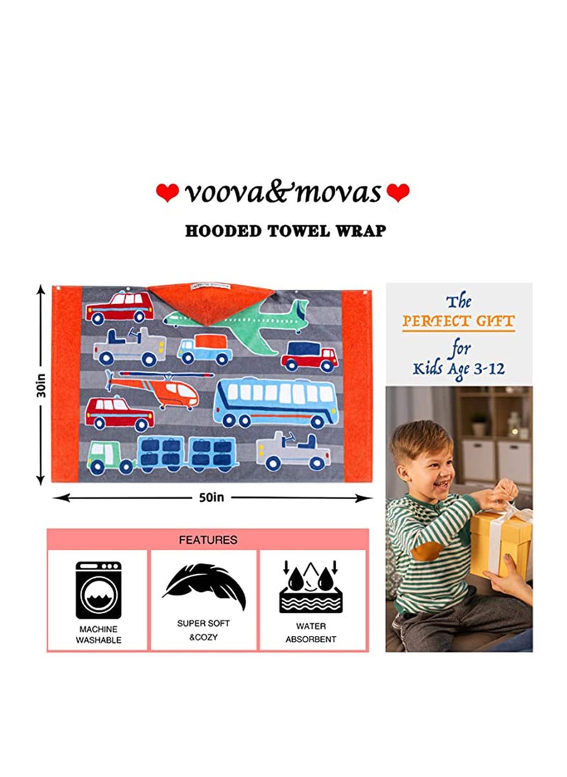 Beach Bath Towel with Hood for Kids Toddlers Boys Girls 3 to 12 Years, Oversize Extra Size 50x30