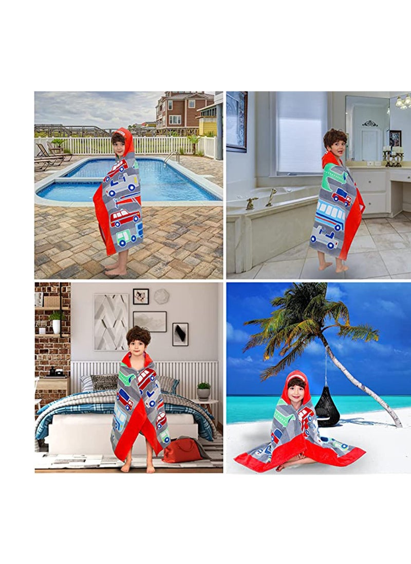 Beach Bath Towel with Hood for Kids Toddlers Boys Girls 3 to 12 Years, Oversize Extra Size 50x30