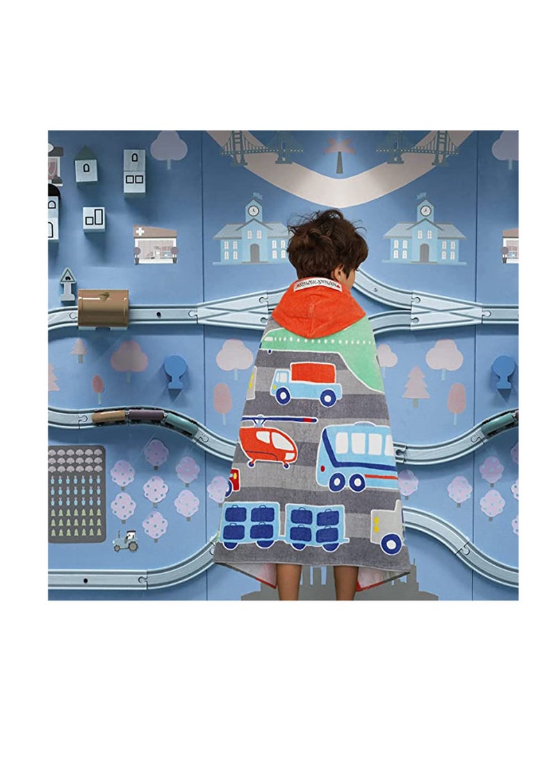 Beach Bath Towel with Hood for Kids Toddlers Boys Girls 3 to 12 Years, Oversize Extra Size 50x30