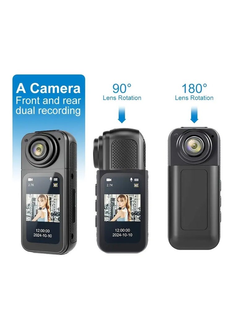 2.7K Ultra HD Finger Action Camera with Magnetic Strap, 180° Rotatable Lens & 64GB Card – Lightweight Wearable POV Camera for Travel, Sports & Adventure 1.26oz, 1.47