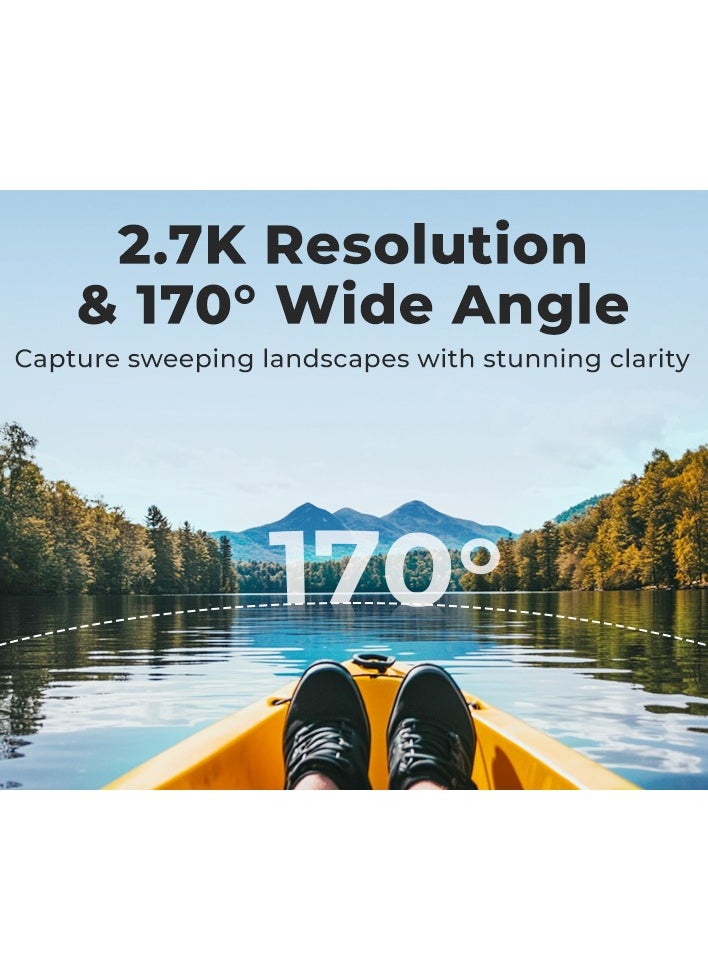 2.7K Ultra HD Finger Action Camera with Magnetic Strap, 180° Rotatable Lens & 64GB Card – Lightweight Wearable POV Camera for Travel, Sports & Adventure 1.26oz, 1.47