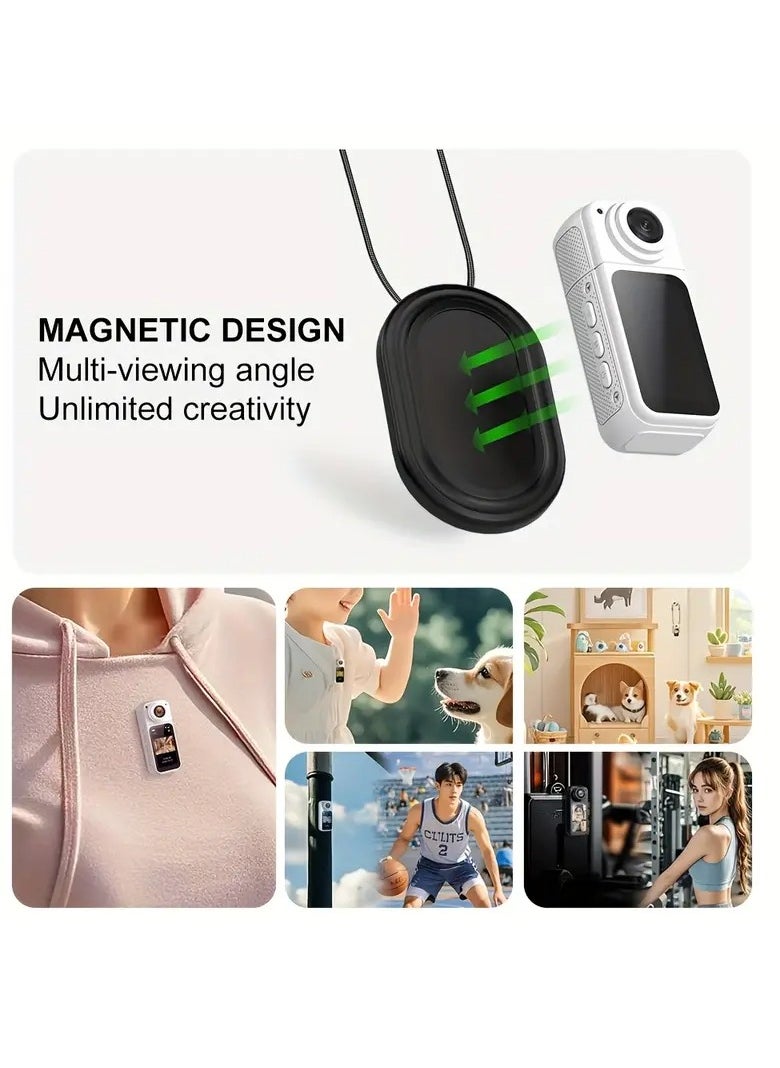 2.7K Ultra HD Finger Action Camera with Magnetic Strap, 180° Rotatable Lens & 64GB Card – Lightweight Wearable POV Camera for Travel, Sports & Adventure 1.26oz, 1.47