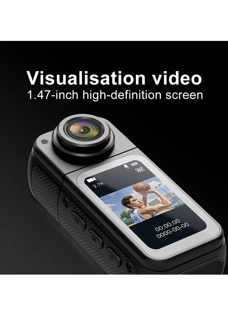 2.7K Ultra HD Finger Action Camera with Magnetic Strap, 180° Rotatable Lens & 64GB Card – Lightweight Wearable POV Camera for Travel, Sports & Adventure 1.26oz, 1.47