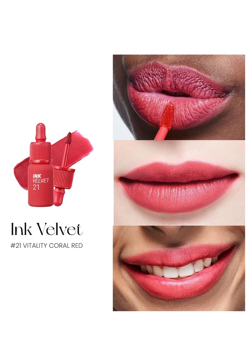 Peripera Ink the Velvet Lip Tint |021 VITALITY CORAL RED, 0.14 fl oz