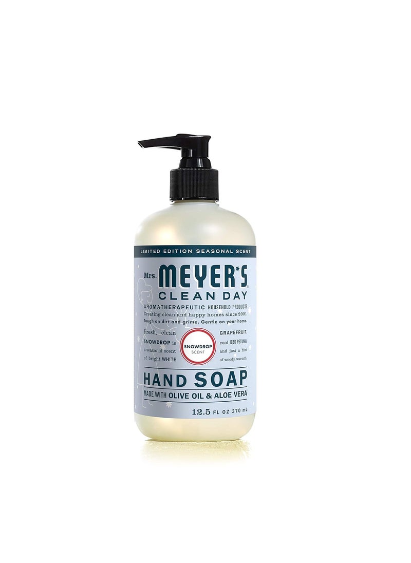 MRS. MEYER'S CLEAN DAY Hand Soap, Made with Essential Oils, Biodegradable Formula, Snowdrop, 12.5 fl. oz