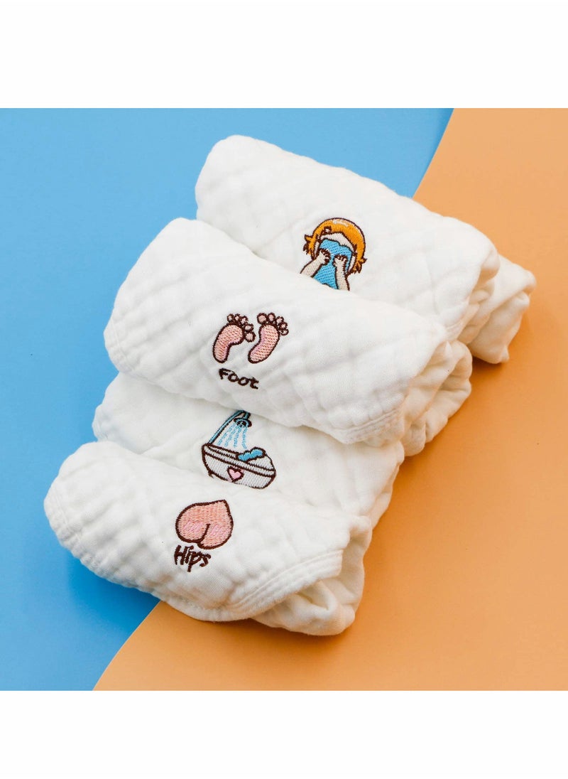 Baby Muslin Washcloths, Kids Face Towel Burp Cloths in Classified Design, Soft Fluffy Breathable Newborn Wash Wipes (6Pack)