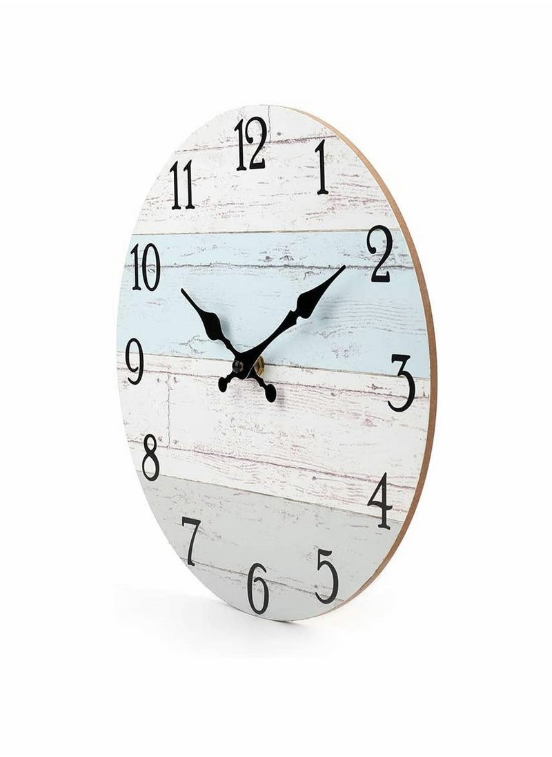 Silent Wooden Round Wall Clock, Vintage Rustic Country Style Wooden Round Wall Clock(10 In)