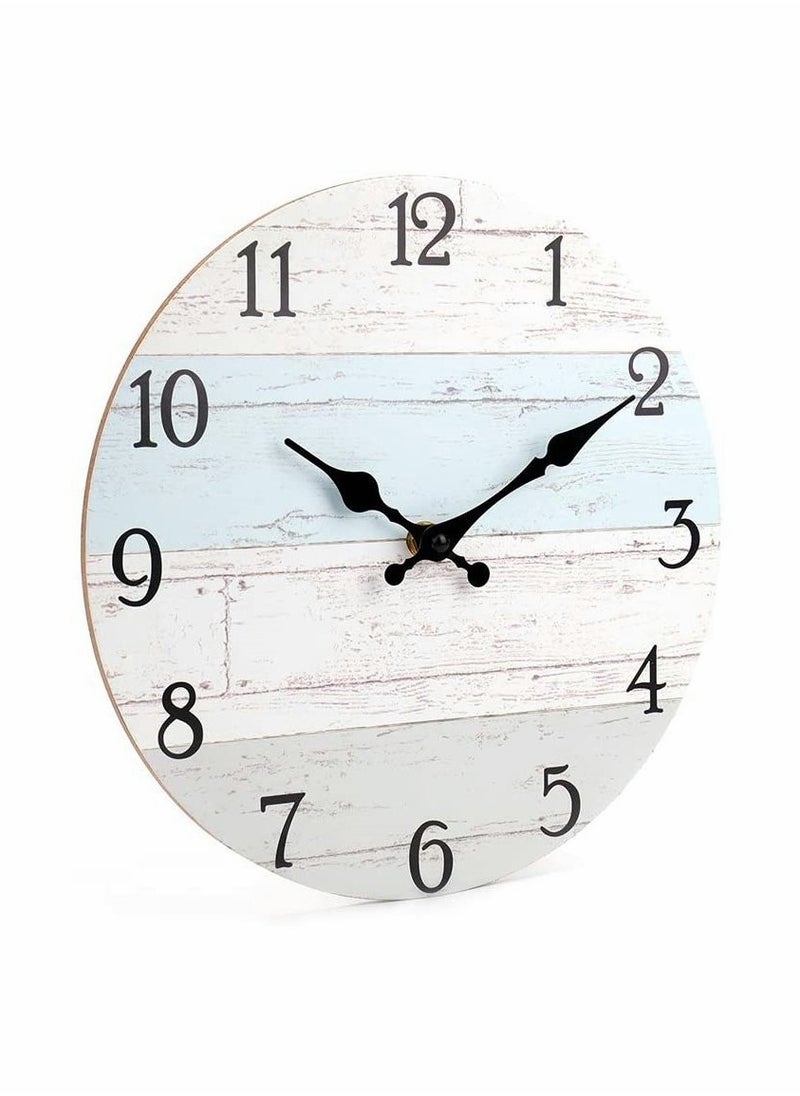 Silent Wooden Round Wall Clock, Vintage Rustic Country Style Wooden Round Wall Clock(10 In)