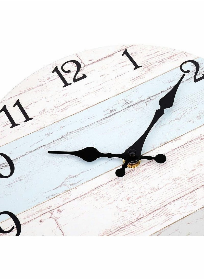 Silent Wooden Round Wall Clock, Vintage Rustic Country Style Wooden Round Wall Clock(10 In)