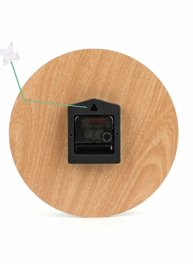 Silent Wooden Round Wall Clock, Vintage Rustic Country Style Wooden Round Wall Clock(10 In)