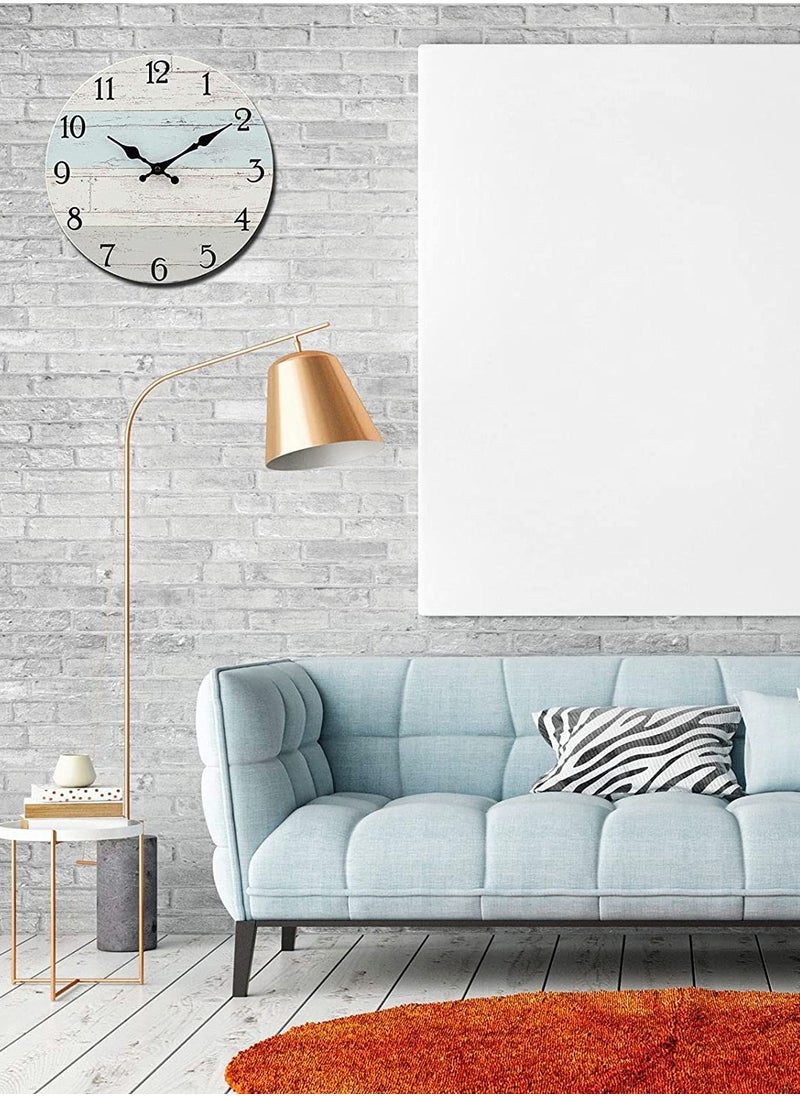 Silent Wooden Round Wall Clock, Vintage Rustic Country Style Wooden Round Wall Clock(10 In)
