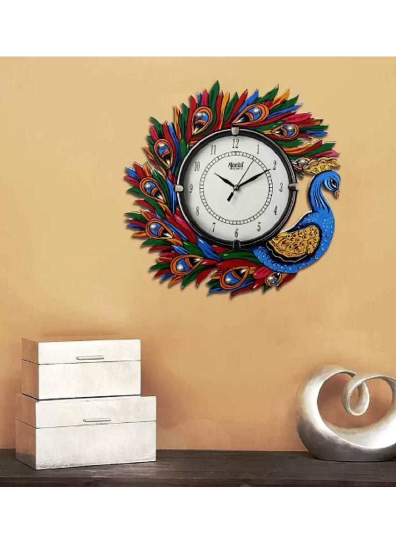 Ajanta Glass Handpainted Analog Wall Clock (Blue, Green, Red, 33 cm X 33 cm)