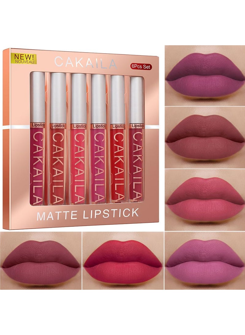 6Pcs Matte Liquid Lipstick Makeup Set,Purple Red Pink Brown Maroon Highly Pigmented Color Plumping Lip Gloss Long Lasting Waterproof Lip Stain Lip Gloss for Women Girls labiales matte