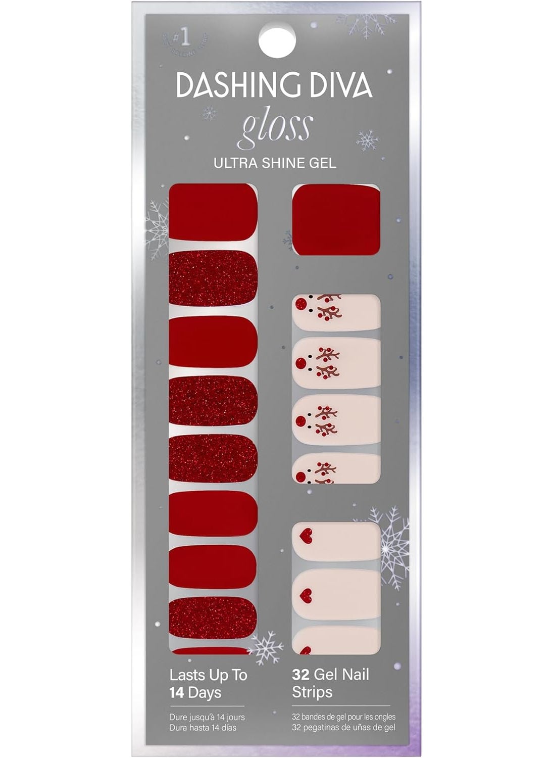 Dashing Diva Gloss Nail Strips - Deer Diary | UV Free, Chip Resistant, Long Lasting Gel Nail Stickers | Contains 32 Nail Wraps, 1 Prep Pad, 1 Nail File