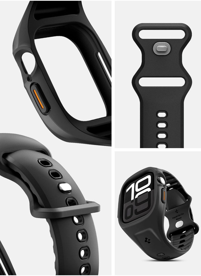 Liquid Air Pro for Apple Watch Series 10 (46mm) Case with Band Strap - Matte Black