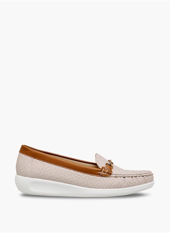 Women Monogram Print Slip-On Loafers