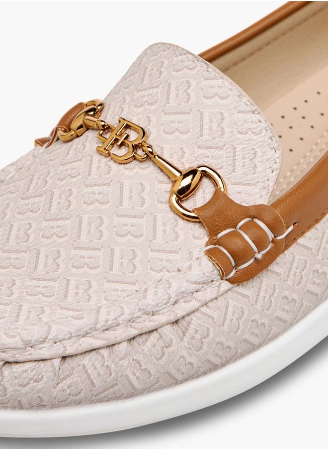 Women Monogram Print Slip-On Loafers