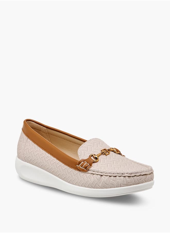 Women Monogram Print Slip-On Loafers