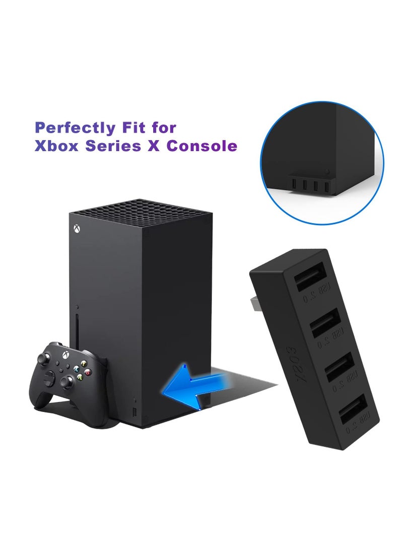 4 Ports USB Hub 2.0 for Xbox Series X/S, High Speed USB Hub Splitter, Expansion Adapter Compatible with Xbox Series X/S Console(Black)