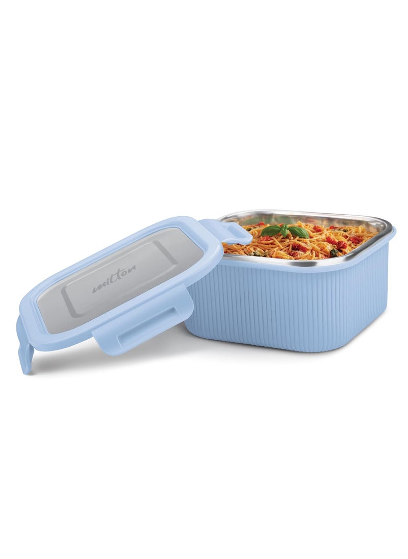 MILTON Cool Touch Square 800 Stainless Steel Container, 780 ml, Blue, Microwave Safe, Food Grade, BPA Free, Refrigerator Safe