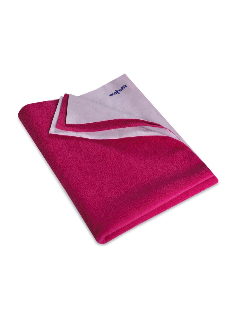 Wakefit Dry Sheet for New Born Baby | Waterproof Sheet for Toddler | Anti-Piling Fleece Extra Absorbent Quick Dry Sheet | Adult Bed Protector | X-Large (200x140 Cms) | Magenta - Set of 1