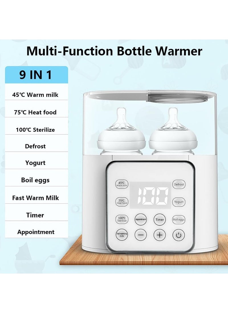 Baby Bottle Warmer, Bottle Sterilizer for Baby Bottles,Multifuntion Milk Warmer, Fast Baby Food Heater & Defrost Warmer with Timer for Twins, LCD Display Accurate Temperature Adjustment, Feeding Bottle Sterilizer 24H Constant Mode